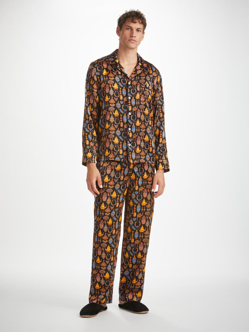 Men's Pyjamas Brindisi 100 Silk Satin Black - 3