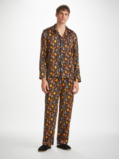 Derek Rose Men's Pyjamas Brindisi 100 Silk Satin Black outlook