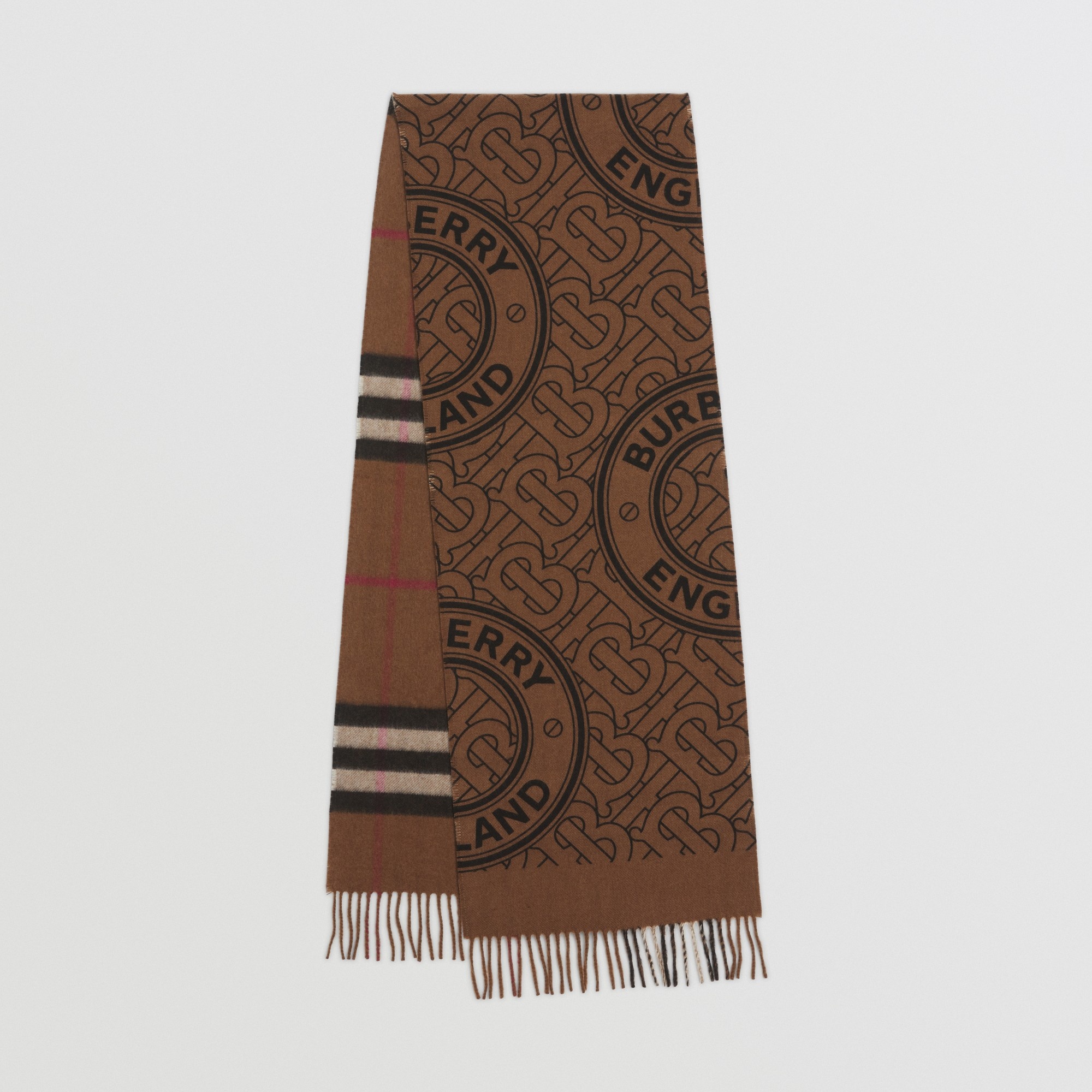 Reversible Check and Monogram Cashmere Scarf - 1