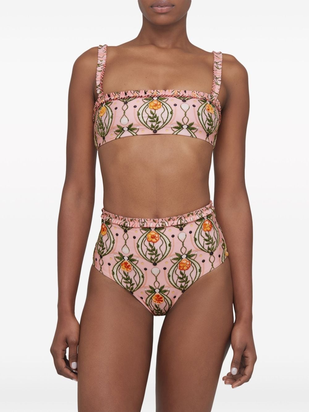 Nopal Lunar floral-embroidered bikini bottom - 4