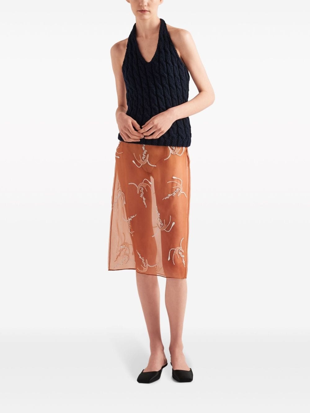 embroidered organza midi skirt - 2