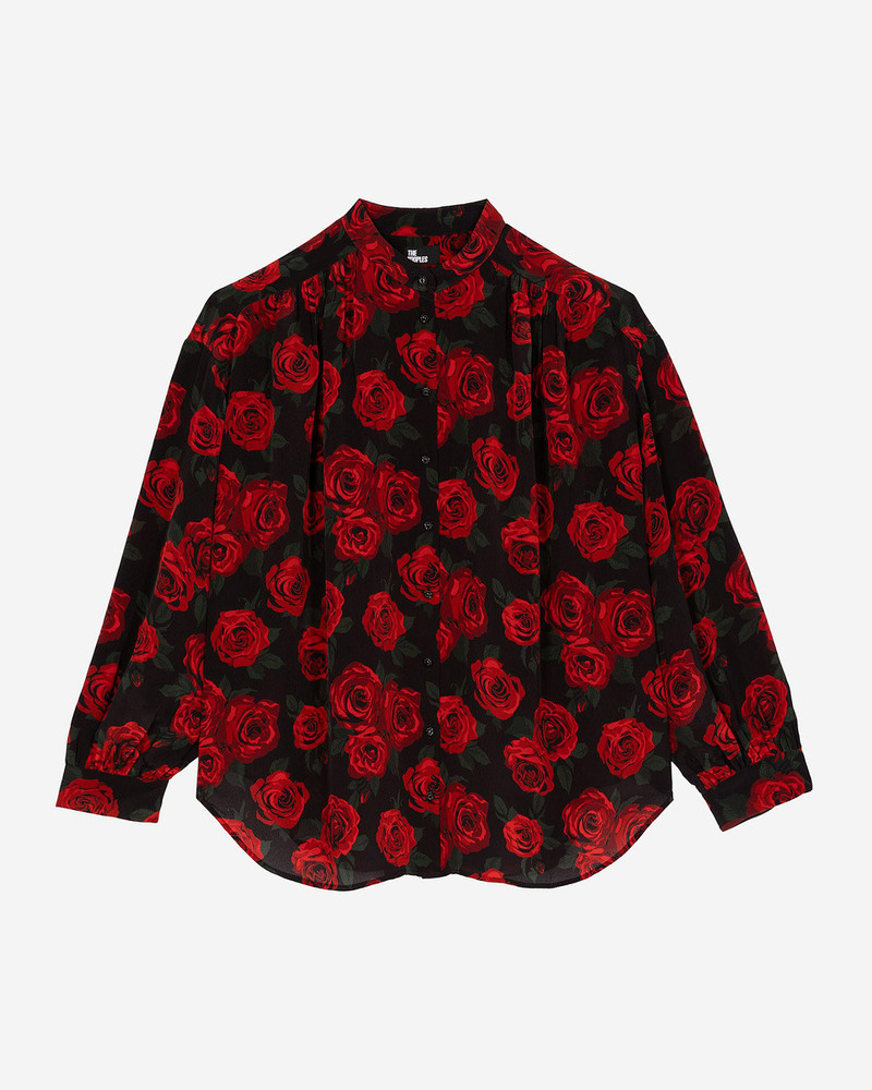LOOSE-FITTING BLACK FLORAL PRINT SHIRT 1