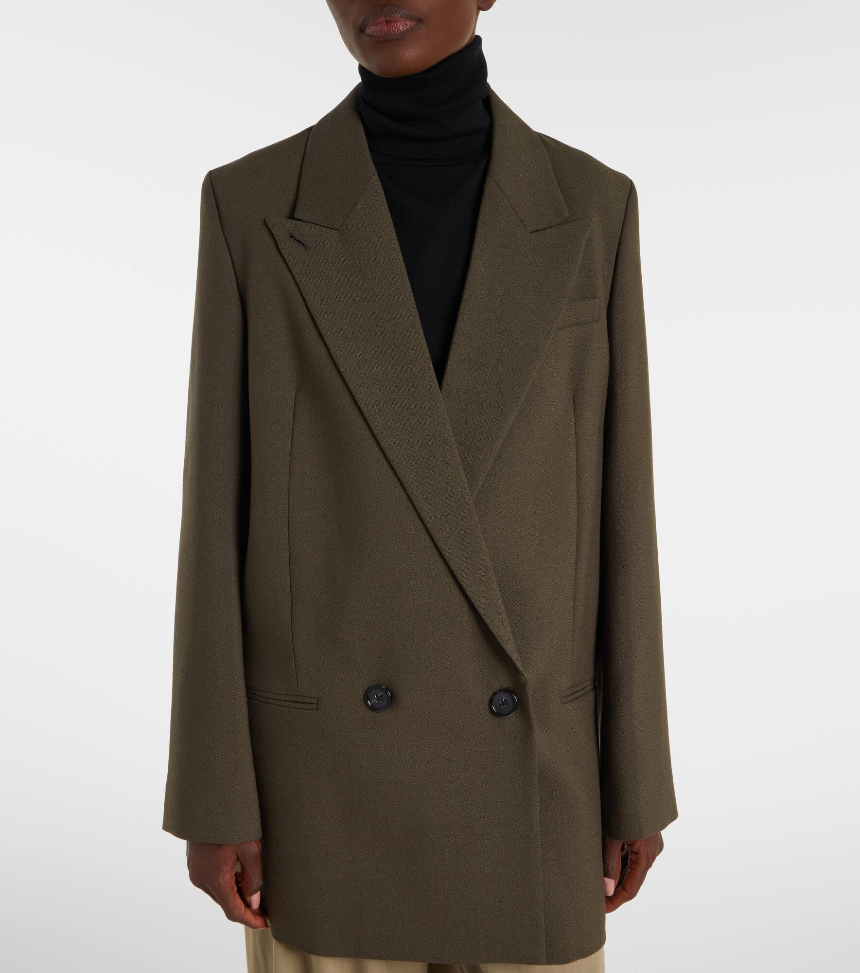 Double-breasted wool-blend blazer - 6
