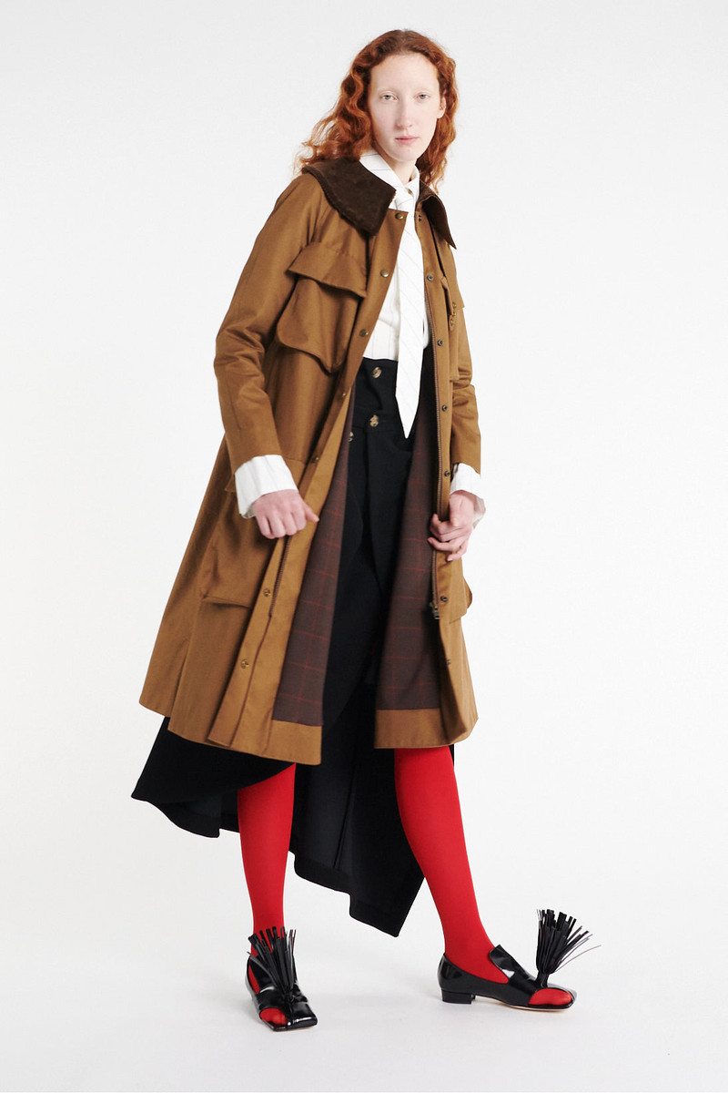 LONG FLARED TRENCH WITH POCKETS KHAKI BROWN 9