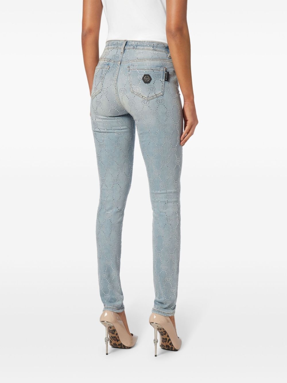 monogram high-waisted jegging trousers - 4