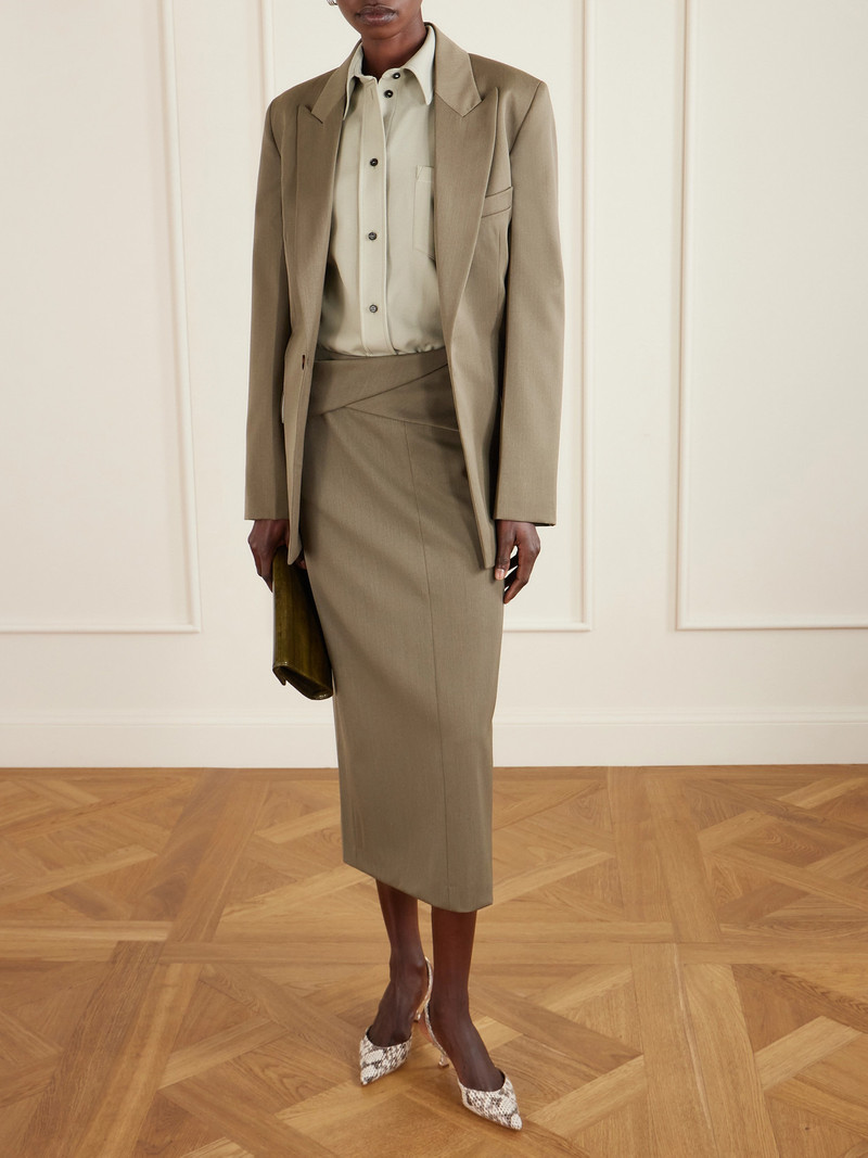 Victoria Beckham Belted Wool-blend Twill Midi Skirt outlook