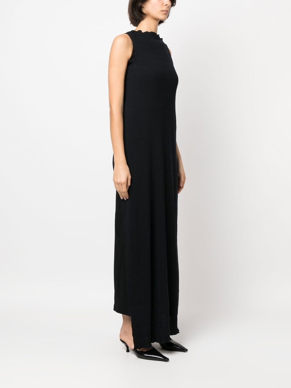 asymmetric draped knitted dress - 3