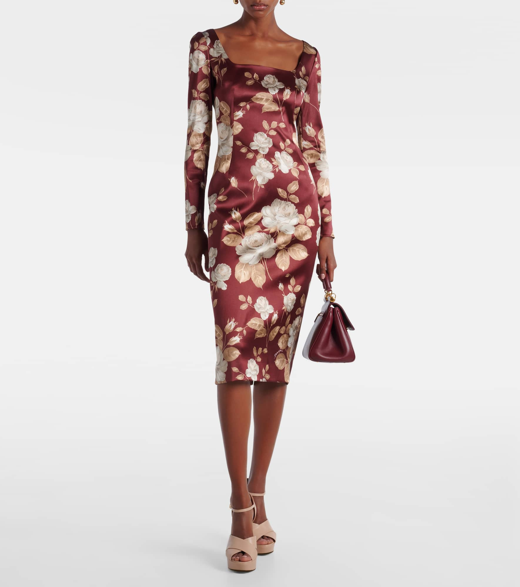 Floral satin midi dress - 2