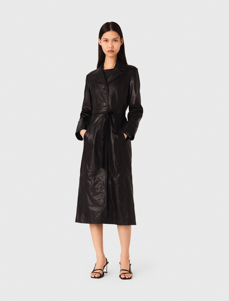 maje Long leather trench coat outlook