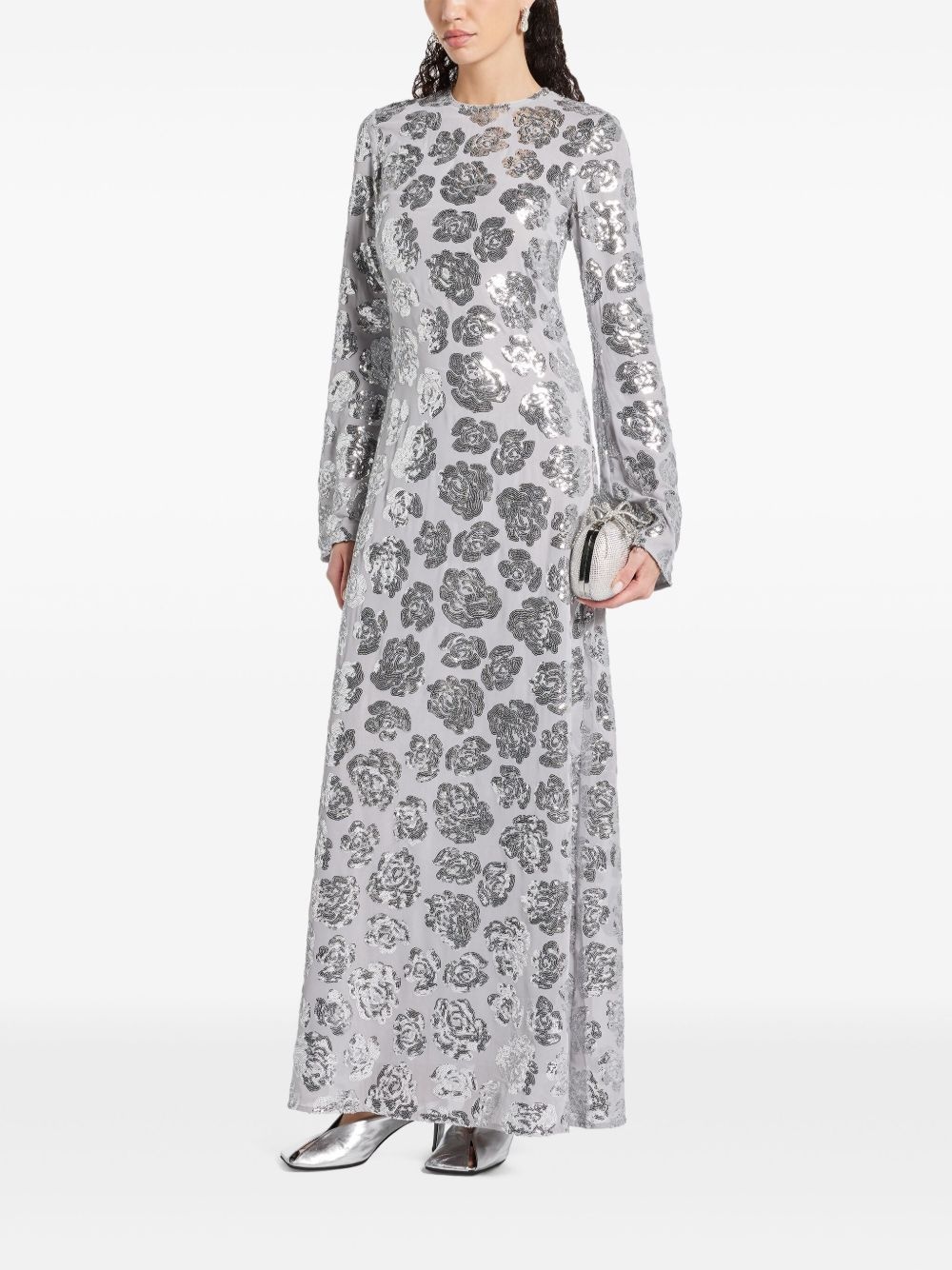 sequinned chiffon maxi dress - 2