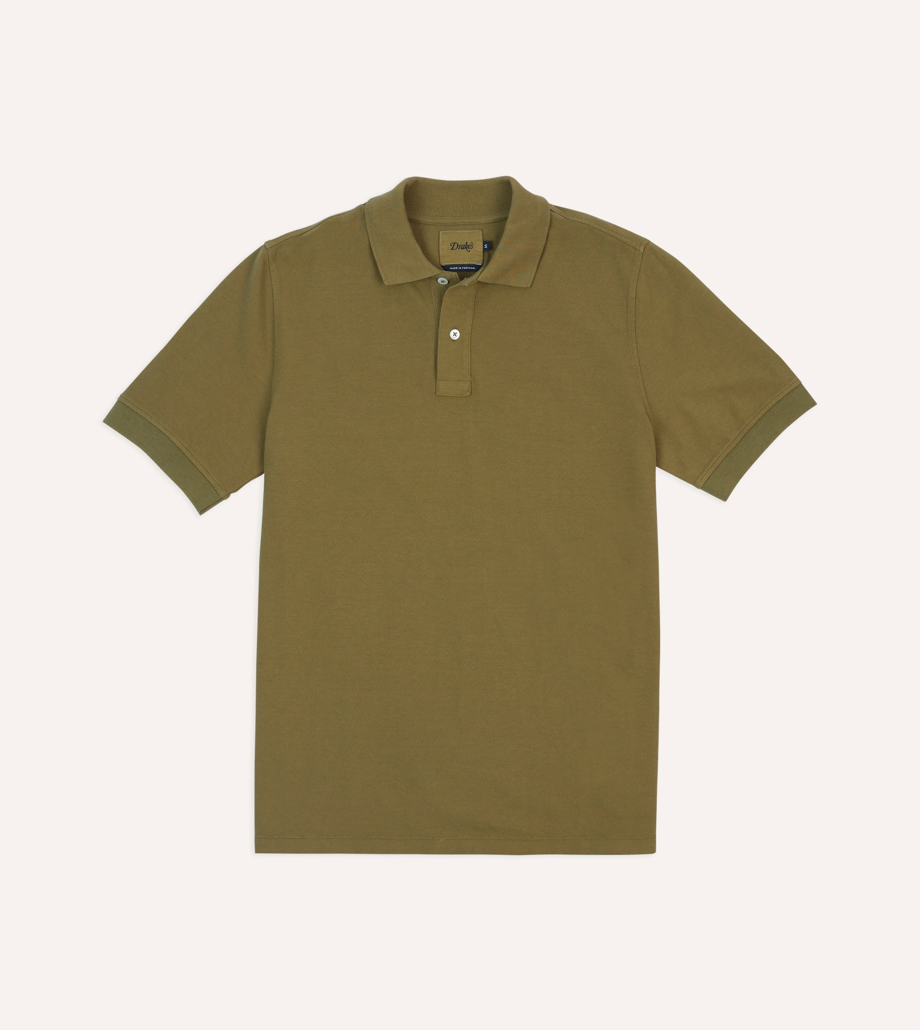 Khaki Piqué Cotton Polo Shirt - 1