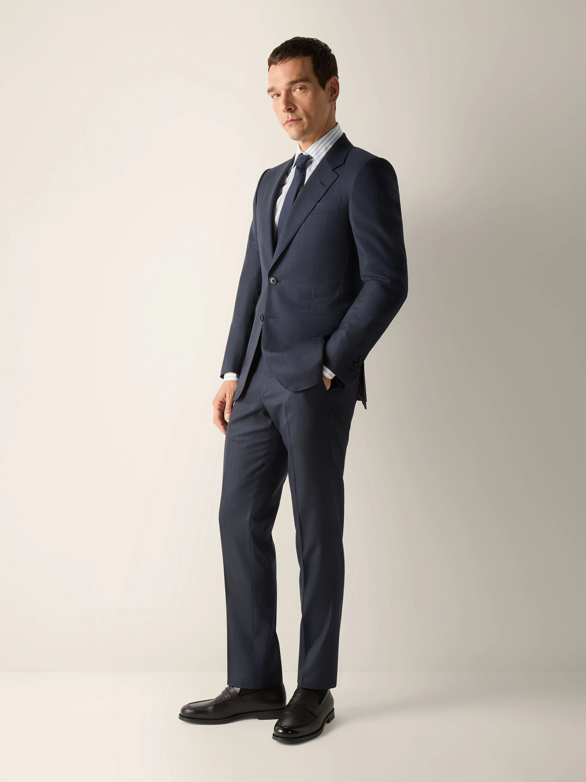 NAVY BLUE TROFEO 15MILMIL15 WOOL SUIT - 1