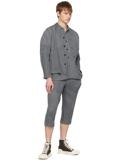 ISSEY MIYAKE Gray Leno Stripe Shirt outlook