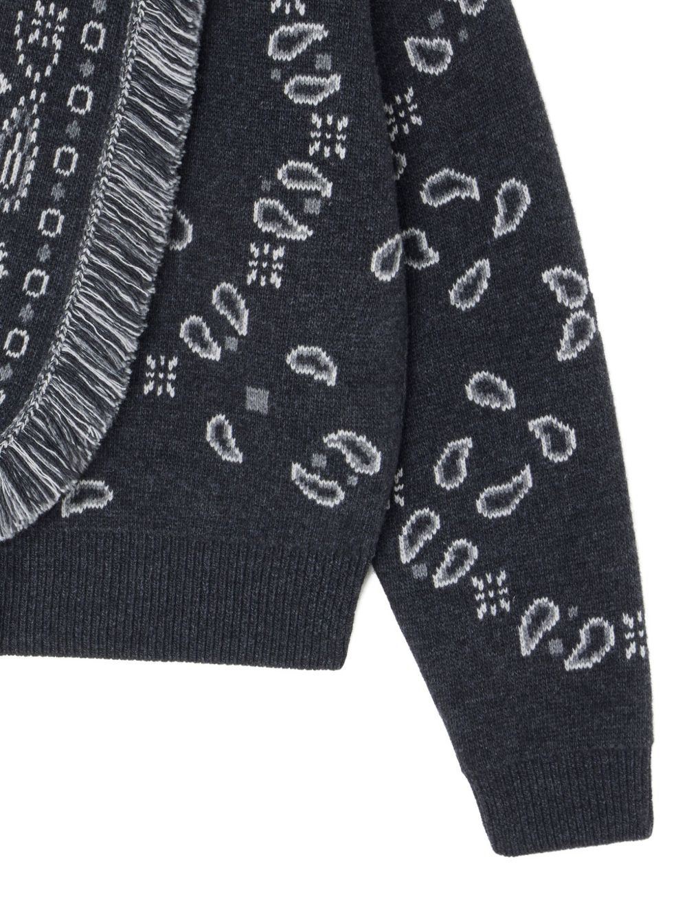 paisley-jacquard fringe cardigan - 5