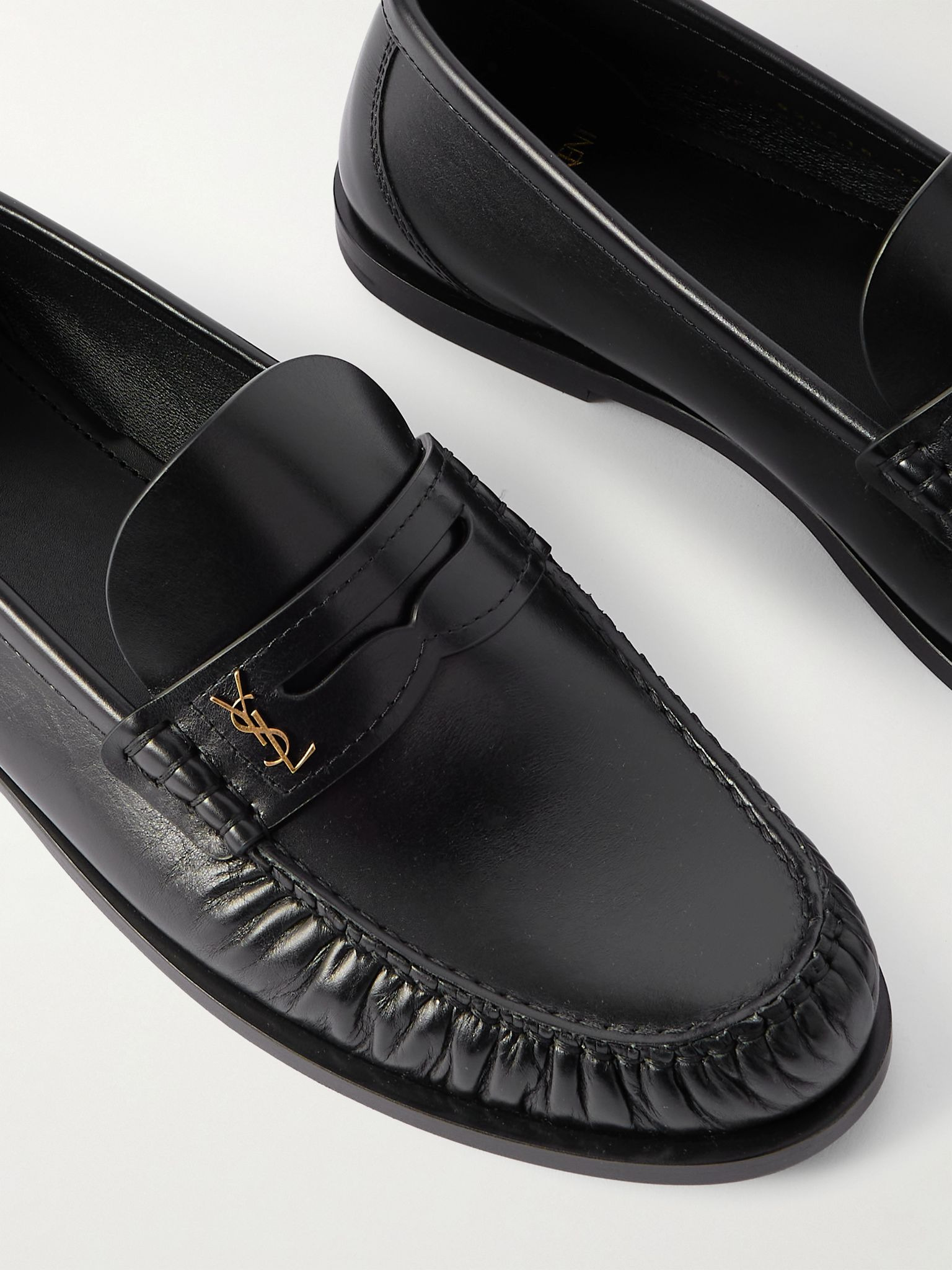 Laurent Logo-Embellished Leather Penny Loafers Black - 5