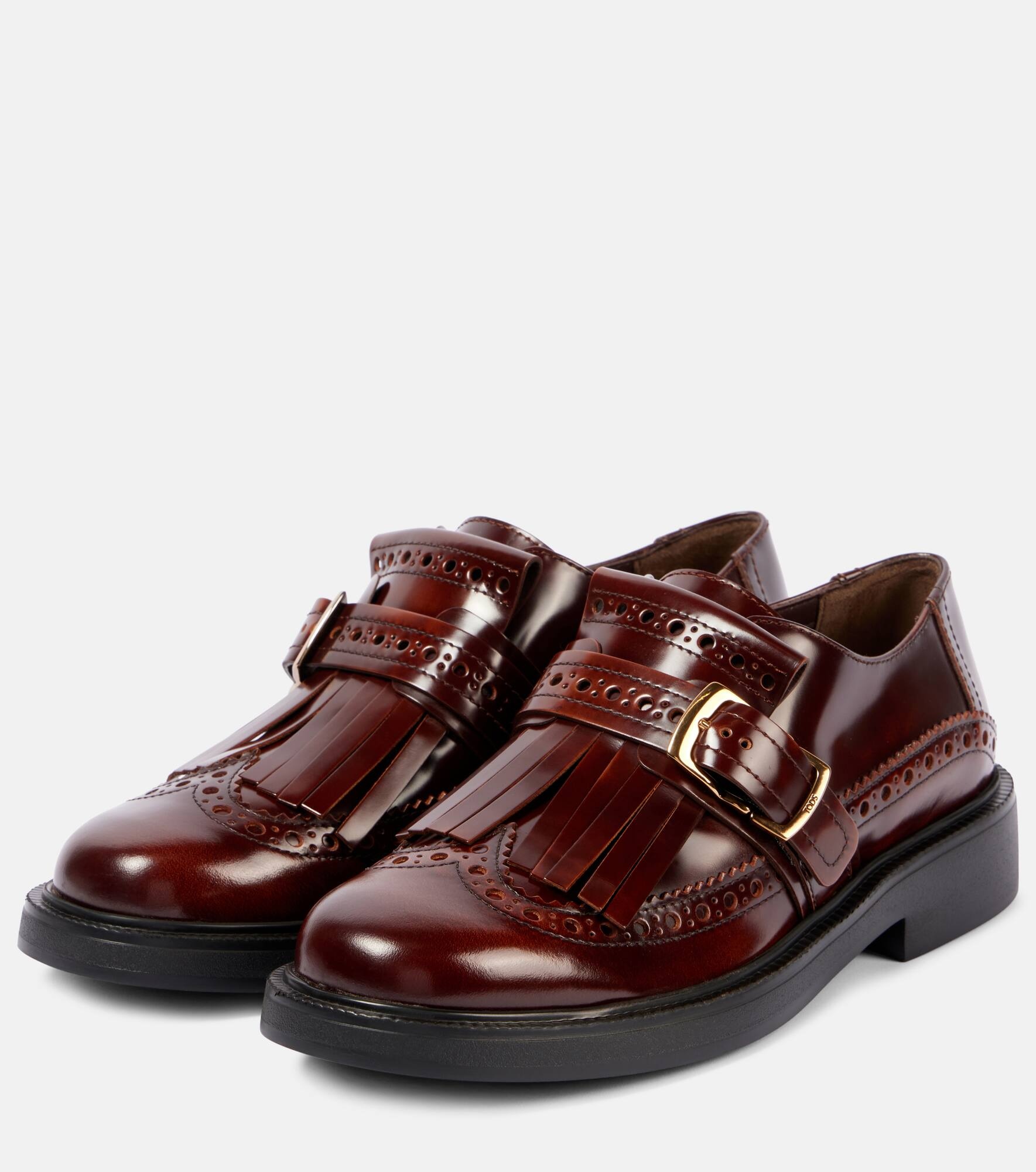 Leather monk strap shoes - 5