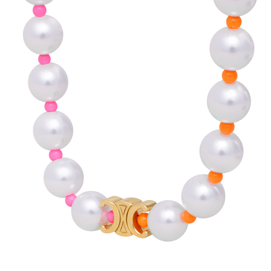 Celine Plage Pearl Bracelet In Brass With Gold Finish And Resin Pearls - 3