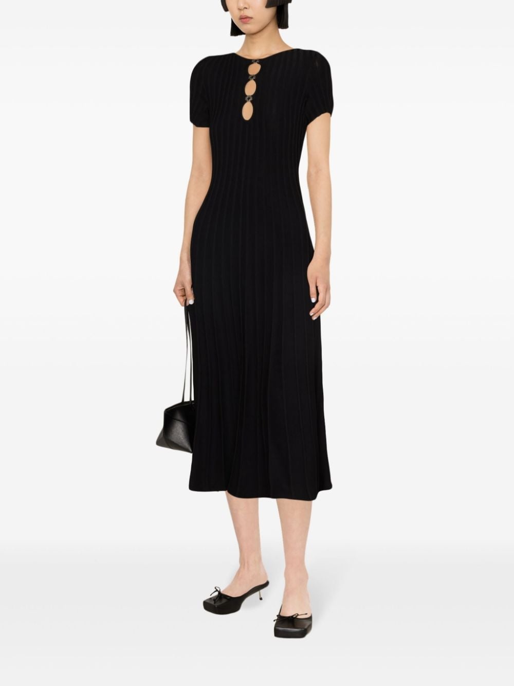 cut-out ribbed midi dress - 4