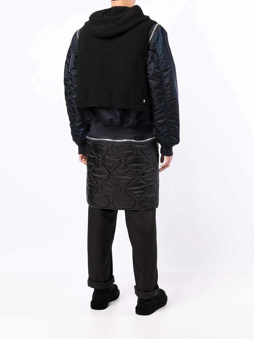 zip-up padded layered coat - 6