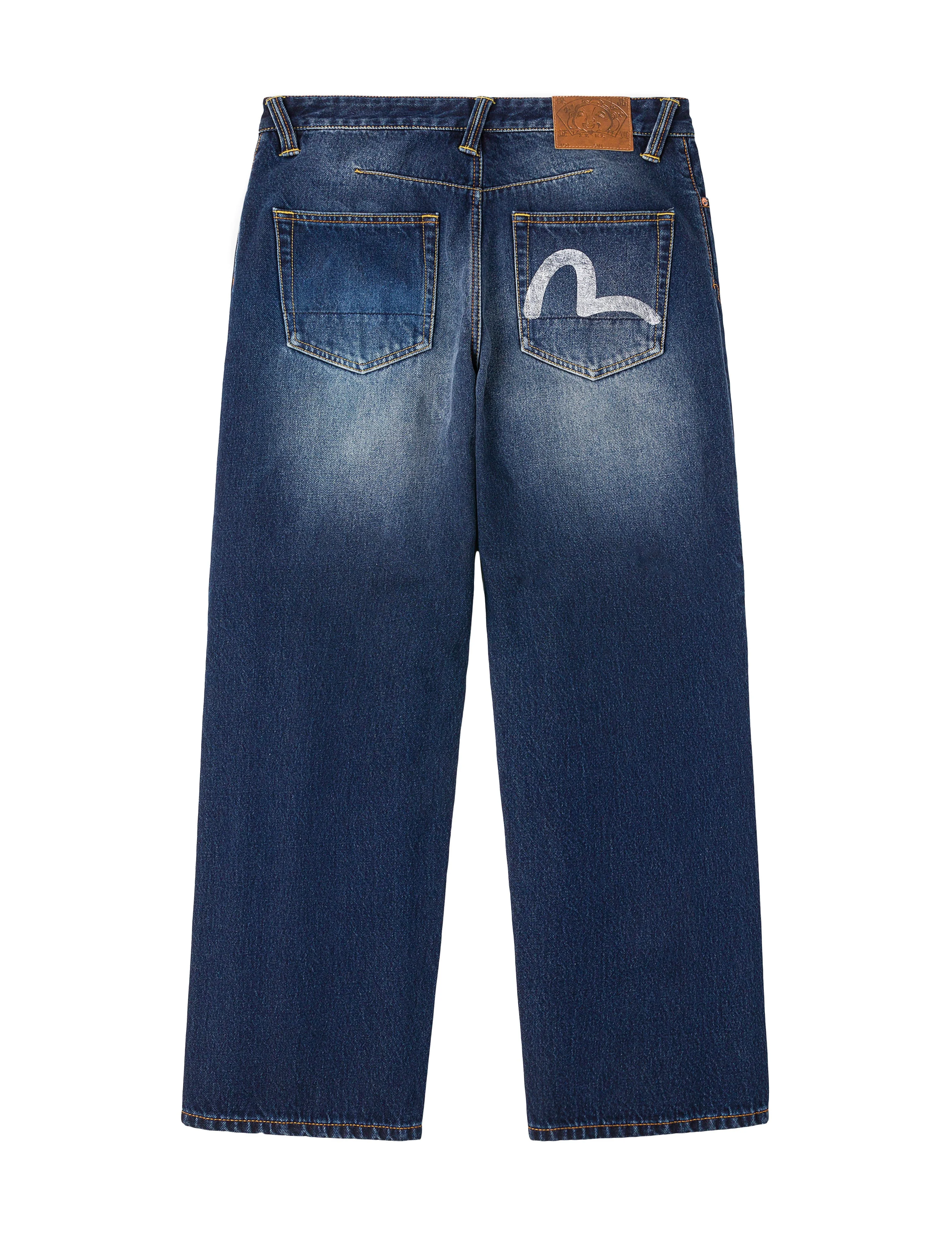 Hand-Drawn Seagull Print 3D Fit Jeans - 1