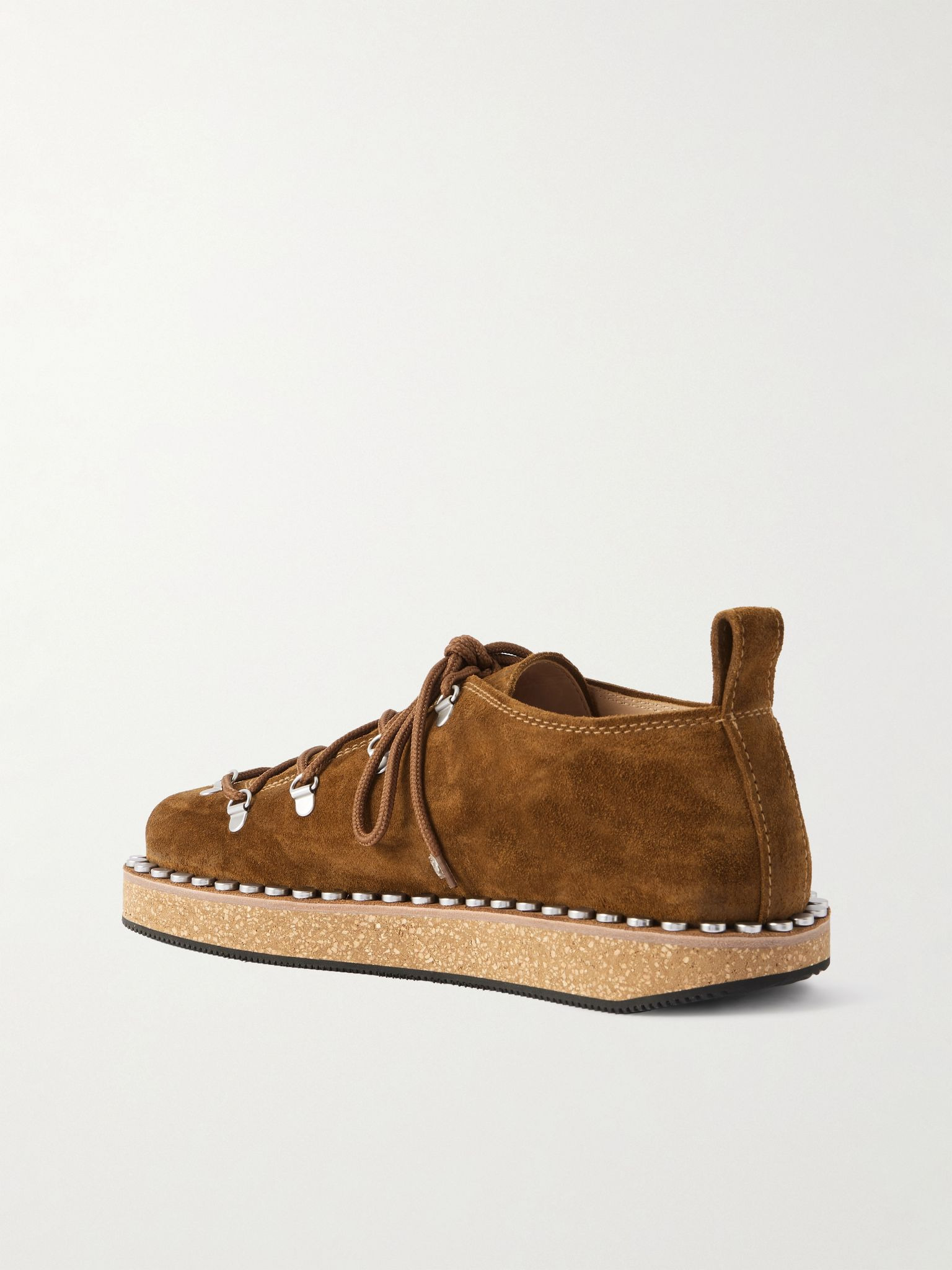 Rivet Studded Suede Shoes Brown - 4