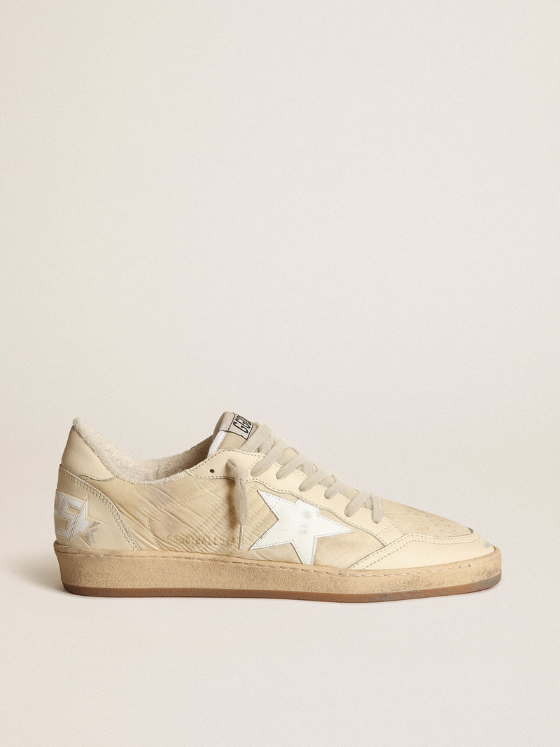Women’s Ball Star sneakers in milk-white nylon with white leather star and milk-white leather heel t - 1