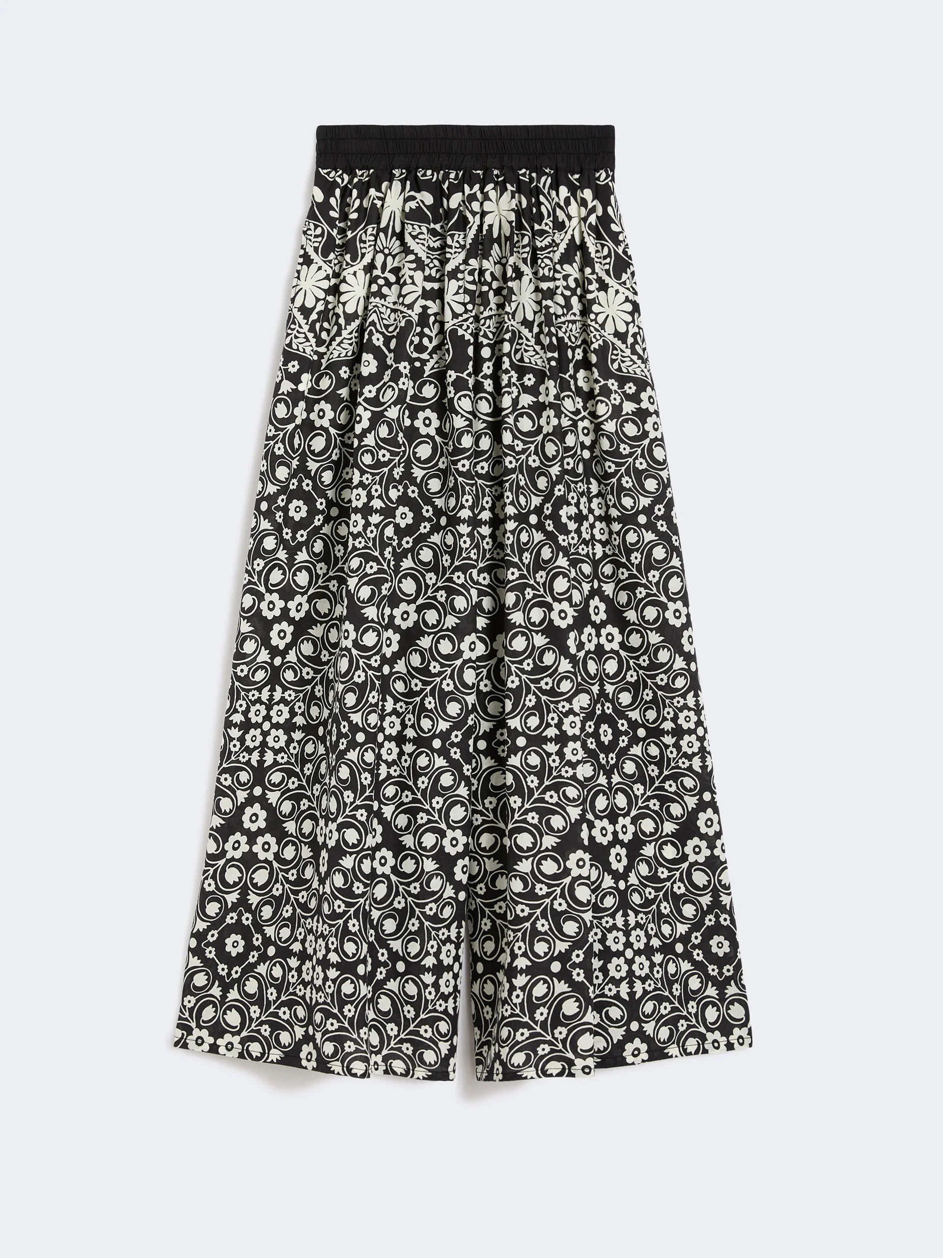 Wide-leg printed cotton trousers - BLACK - 1