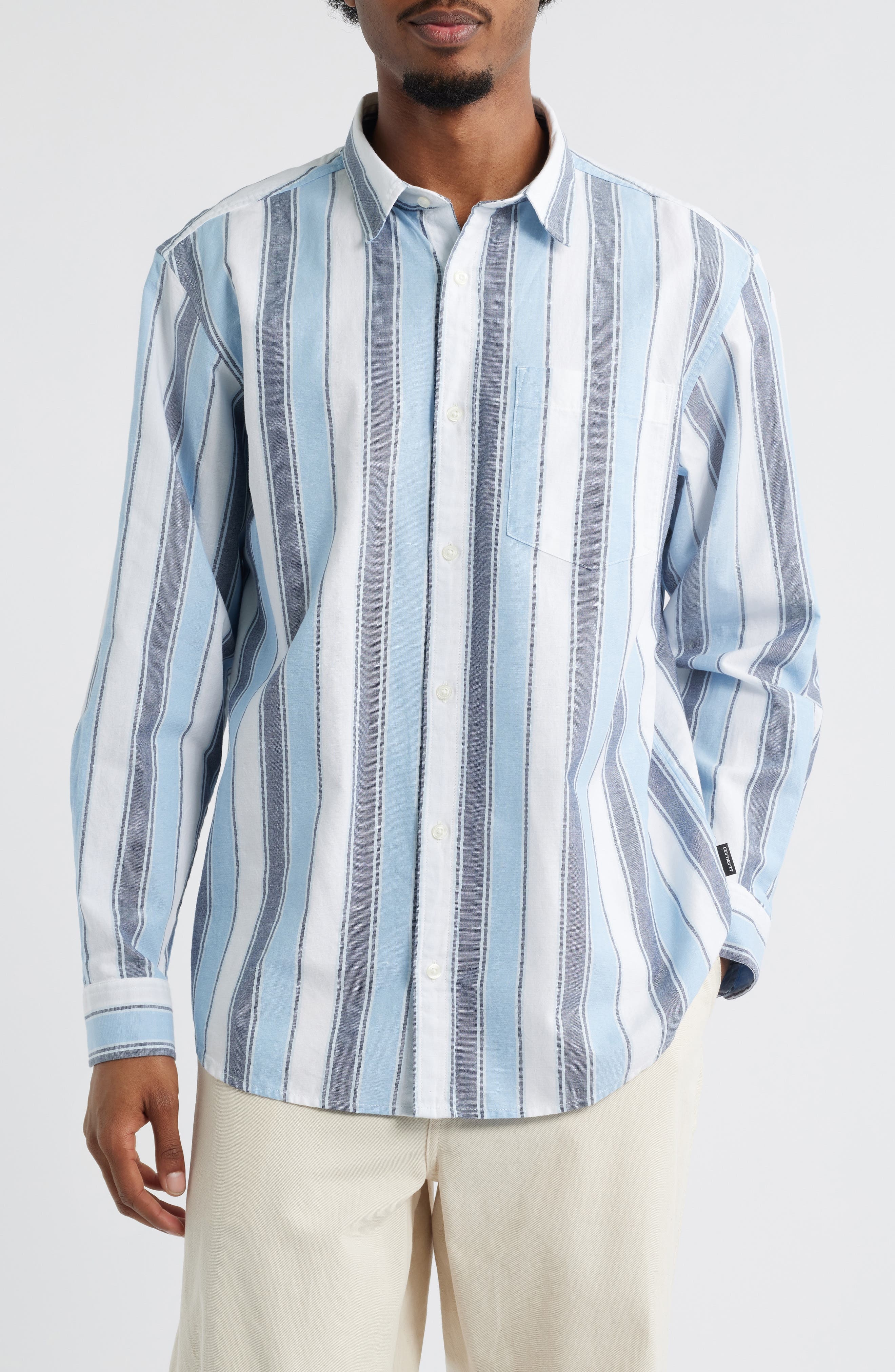Carhartt Work In Progress Kendricks Button-Up Shirt in Kendricks Stripe Blue at Nordstrom - 1
