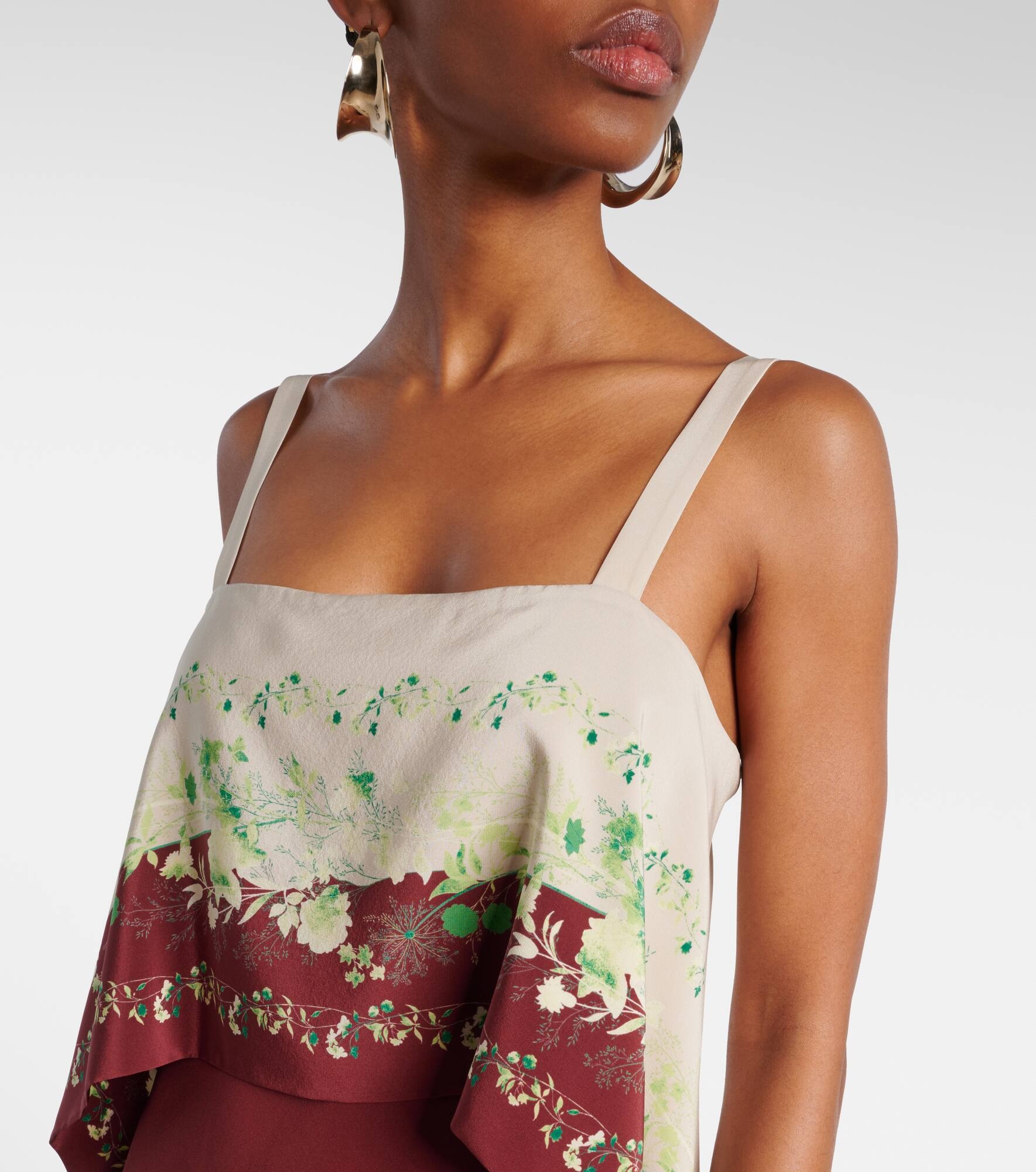 Floral silk crêpe de chine midi dress - 4