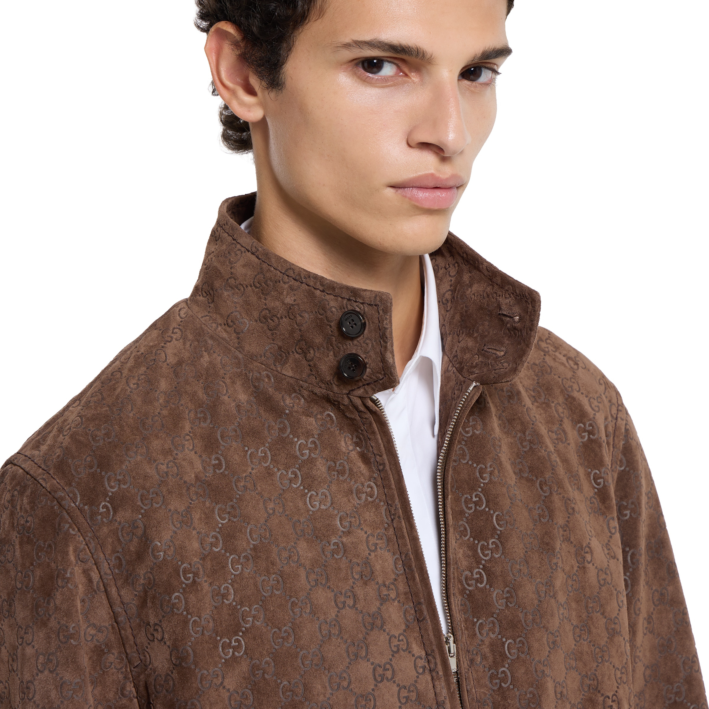 Embossed GG suede bomber jacket - 5