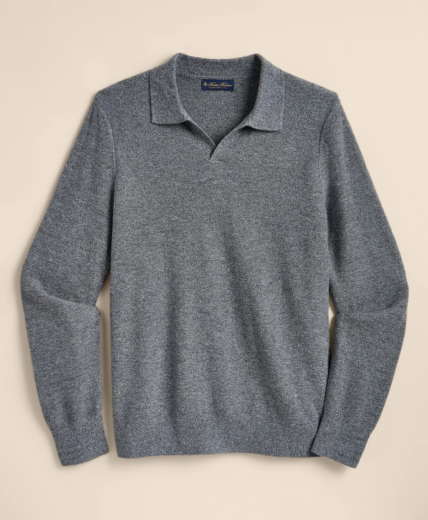 Silk Shetland-Texture Johnny Collar Sweater - 1