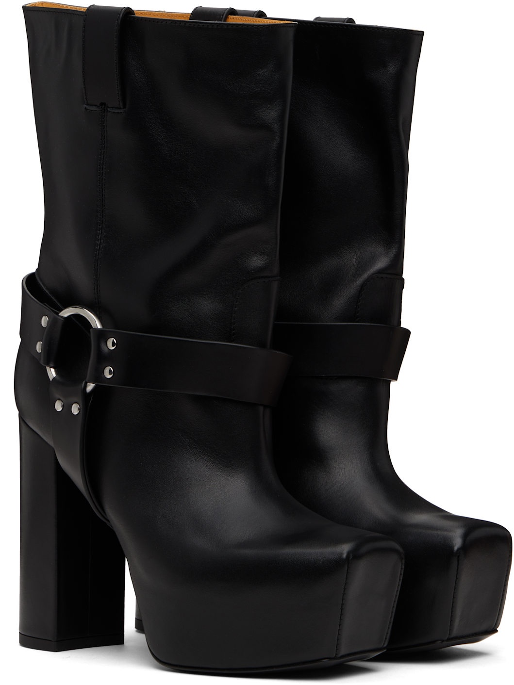 Black Sid Heeled Harness Boots - 4