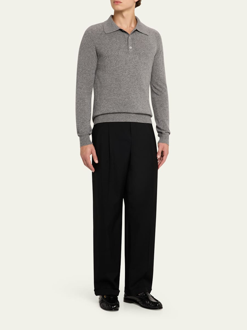 SAINT LAURENT Men's Cashmere Knit Polo Sweater outlook