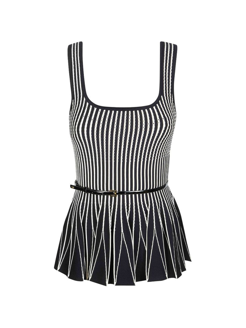 striped belted top 1