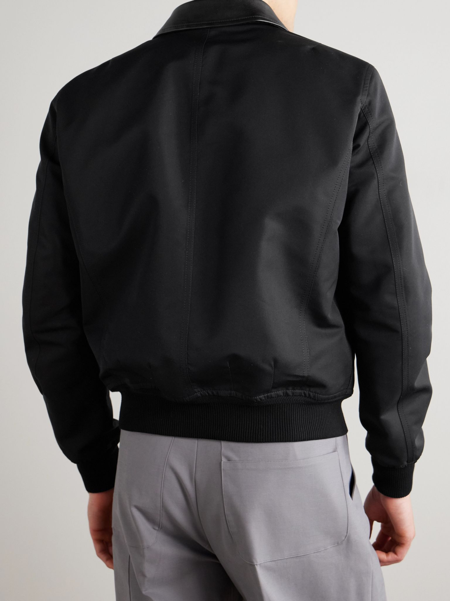 Coated Cotton-Canvas Bomber Jacket Black - 3