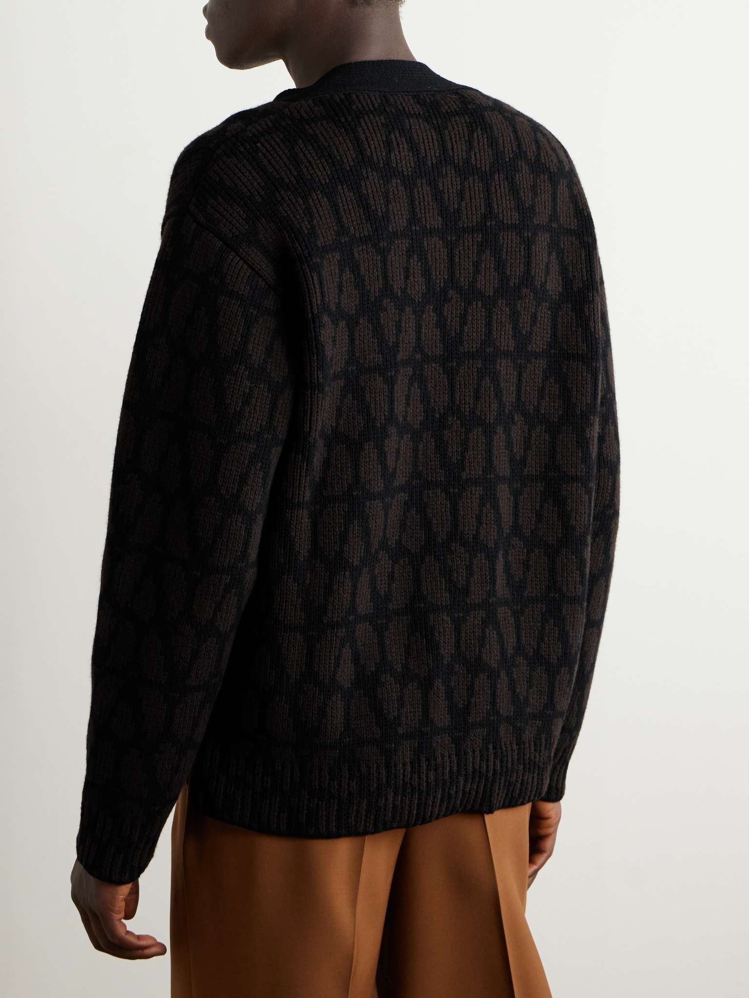 Logo-Jacquard Virgin Wool Cardigan - 3