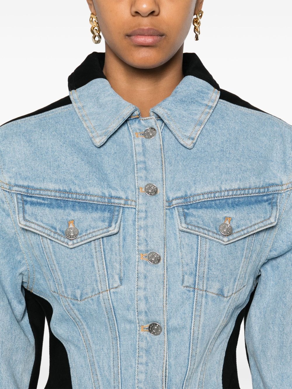 colour-block denim jacket - 5