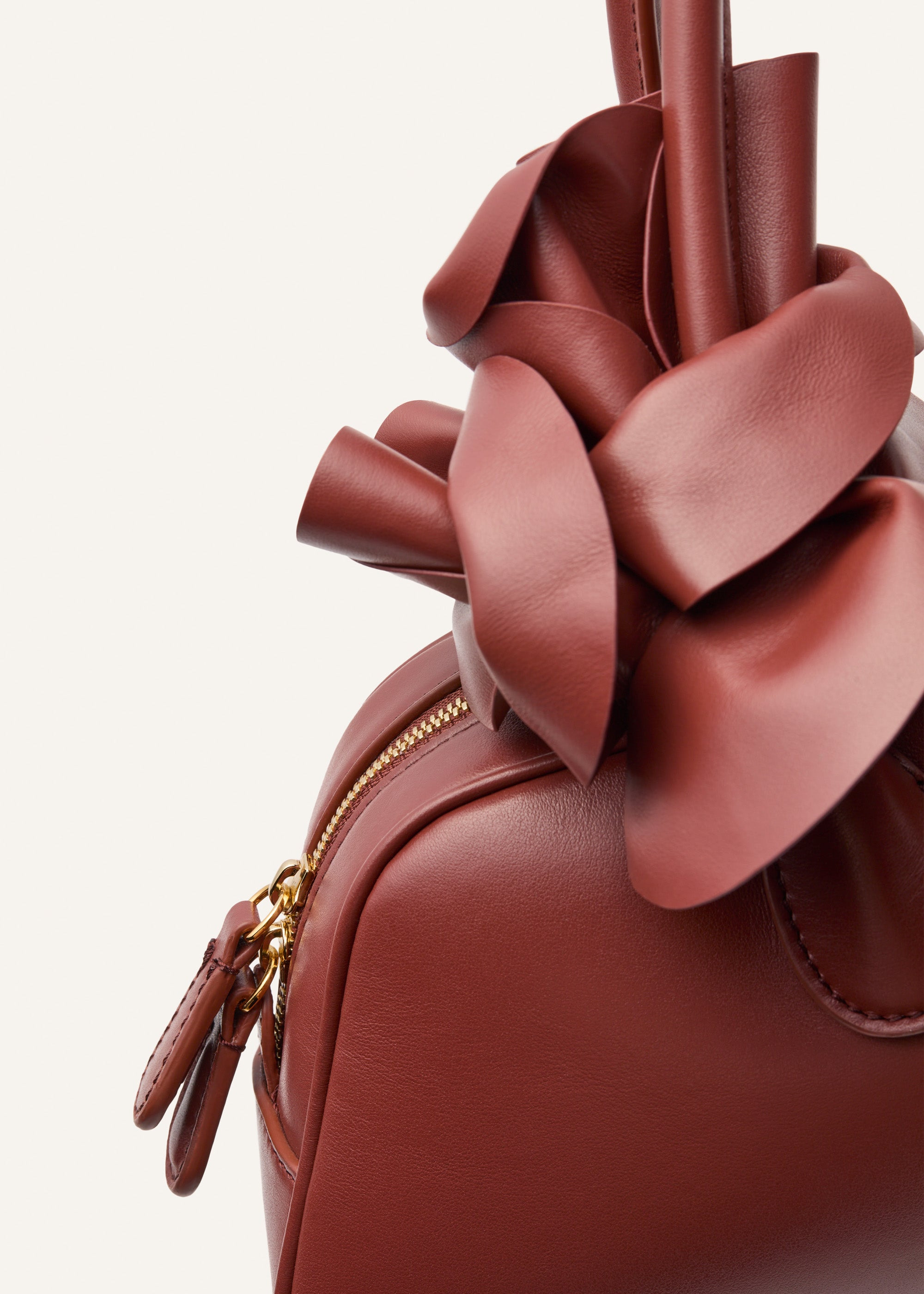 Brigitte trapeze bag in amber leather and gold - 3