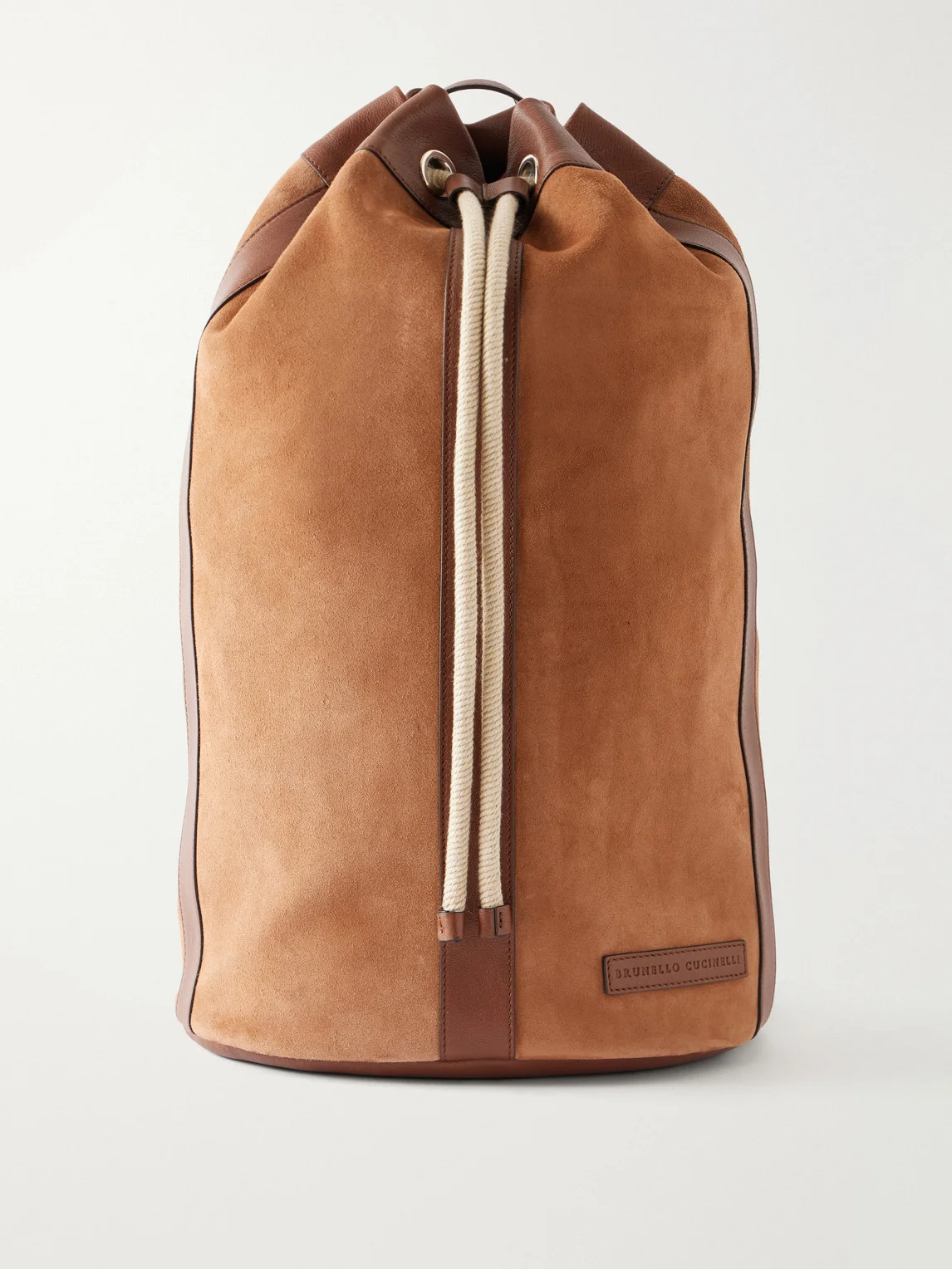 Leather-Trimmed Suede Backpack - 1