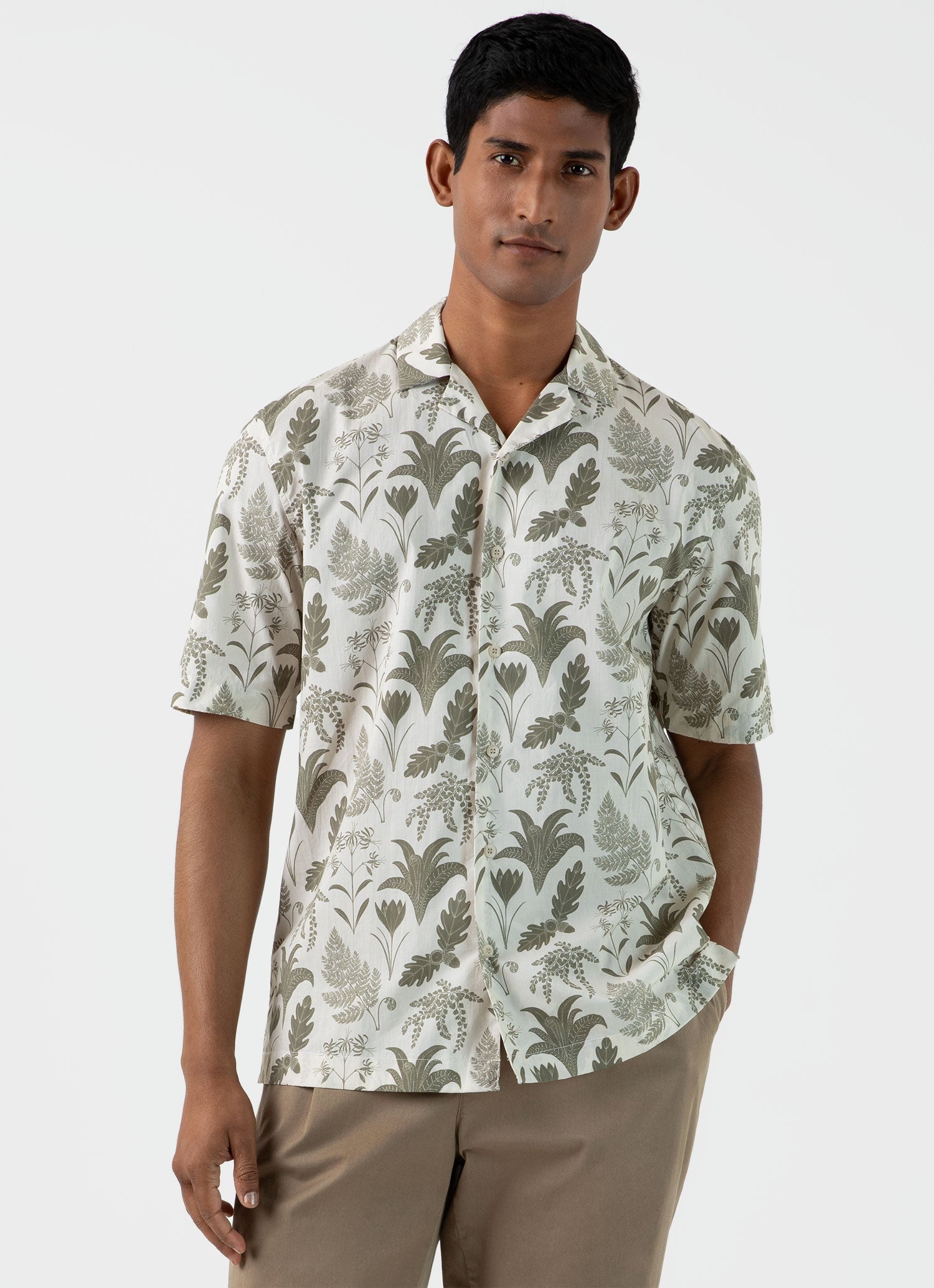 Leaf Print Camp Collar Shirt - 2