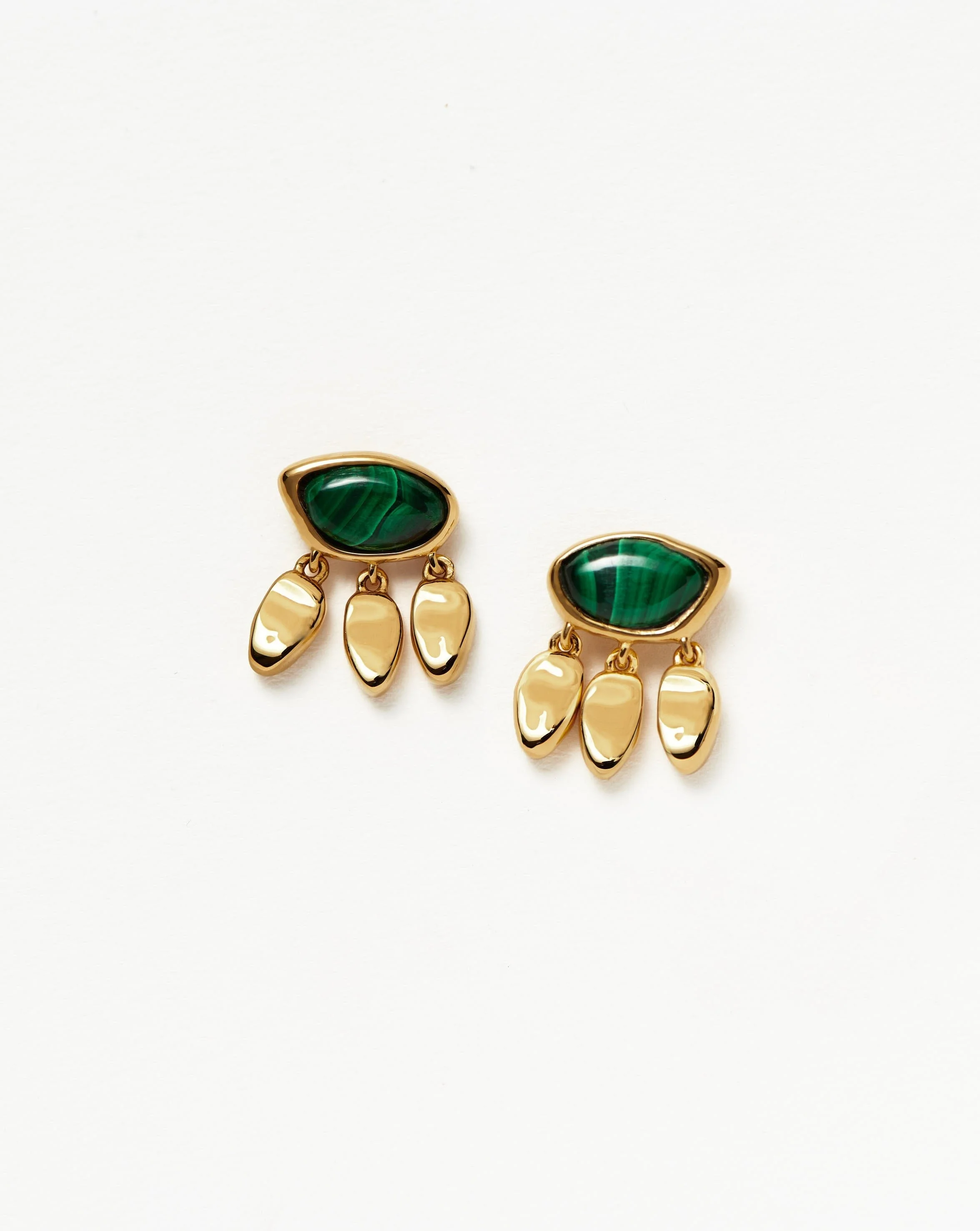 Molten Gemstone Charm Stud Earrings - 1