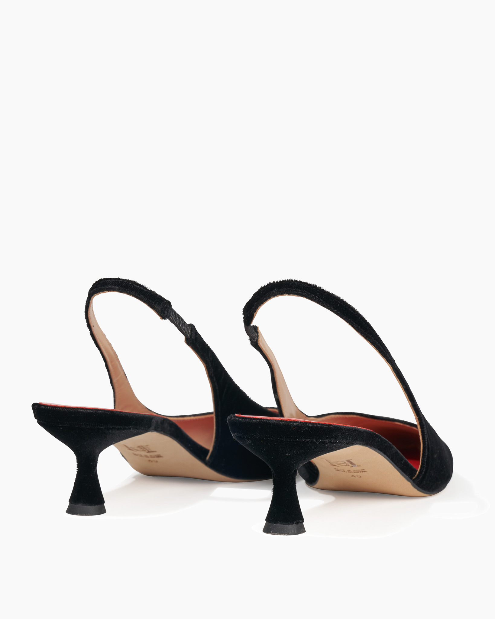 Velvet Slingback Kitten Heels - 4