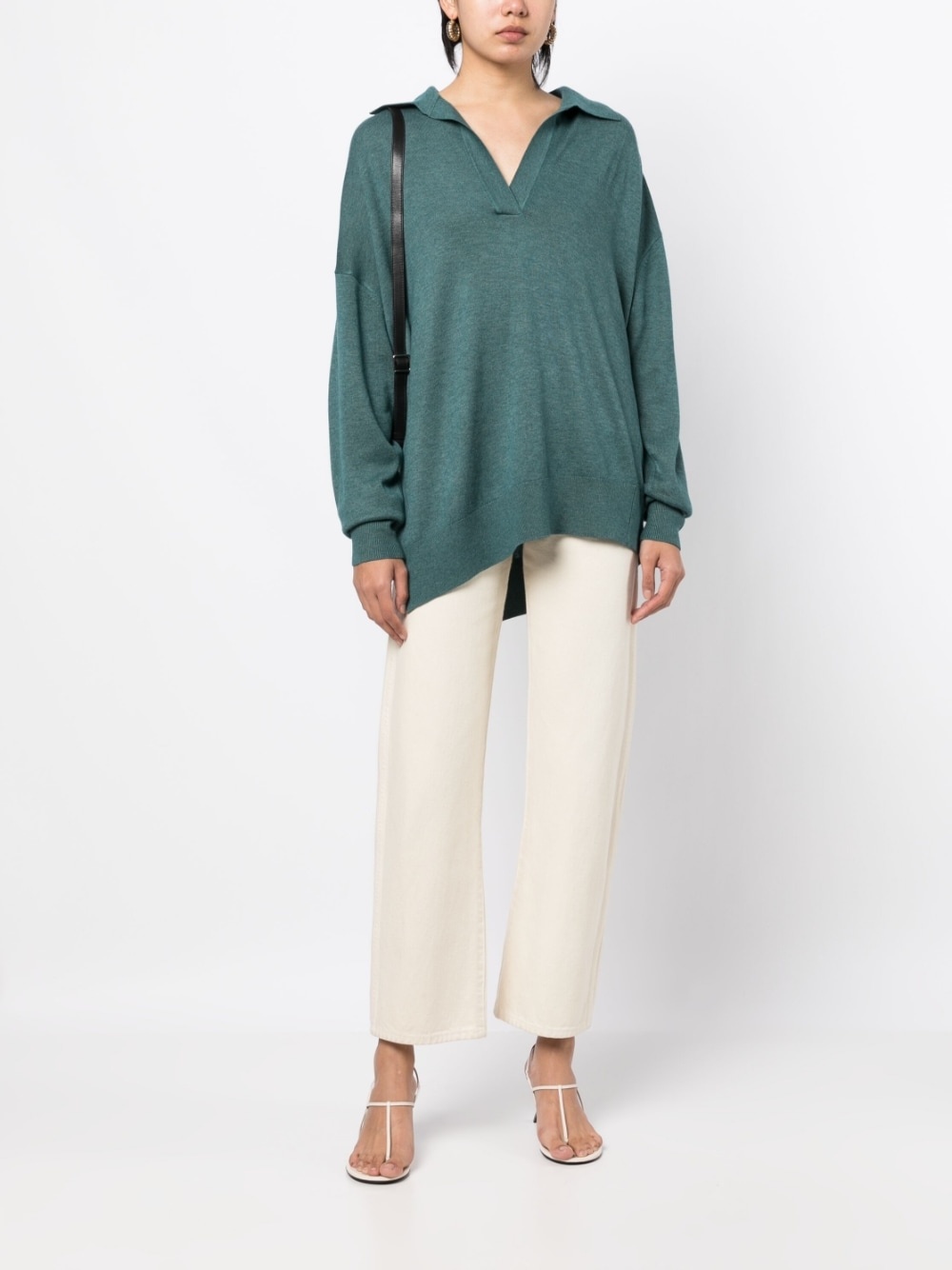 fine-knit asymmetric jumper - 2