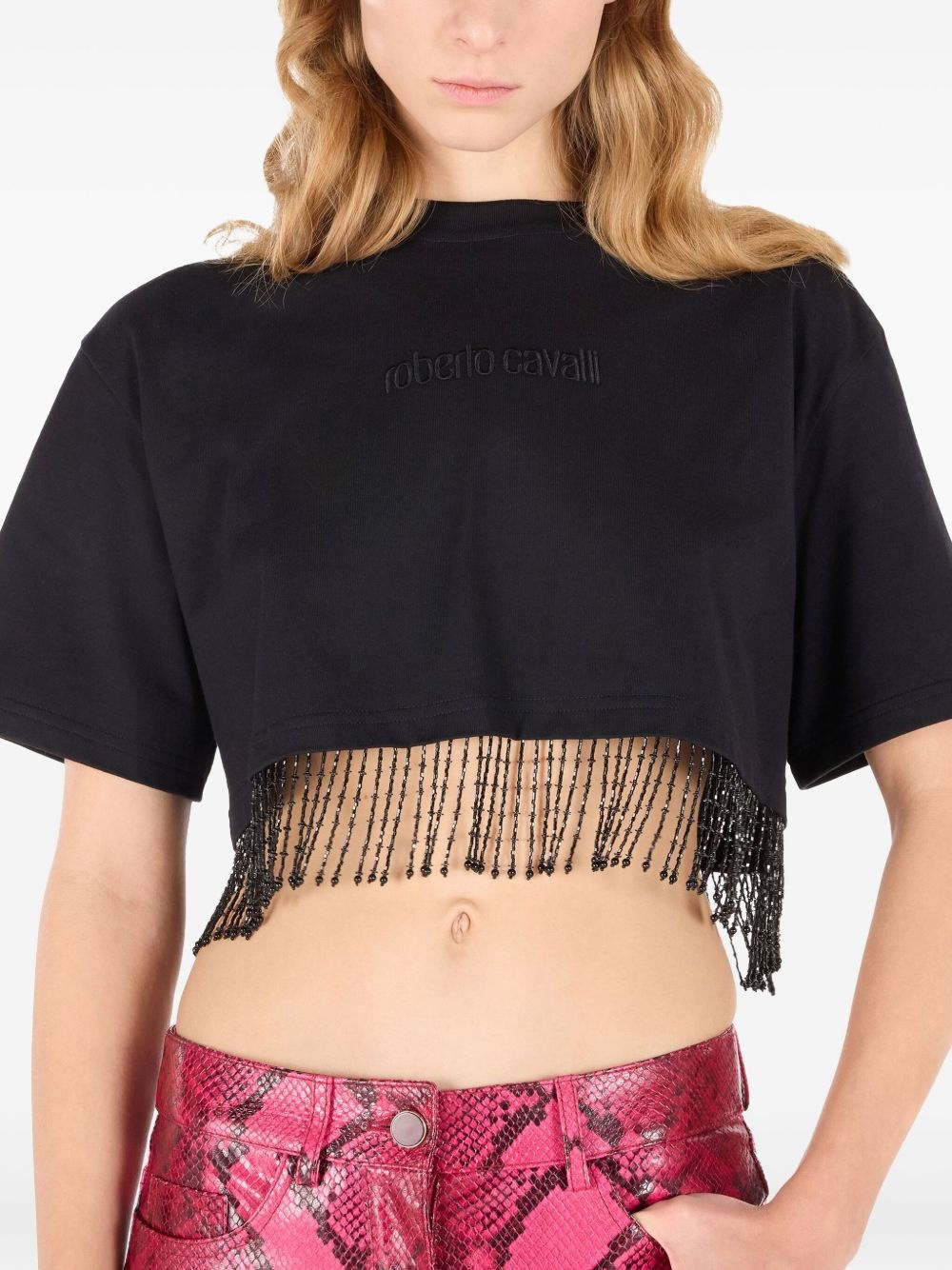 beaded-fringe crop top - 3