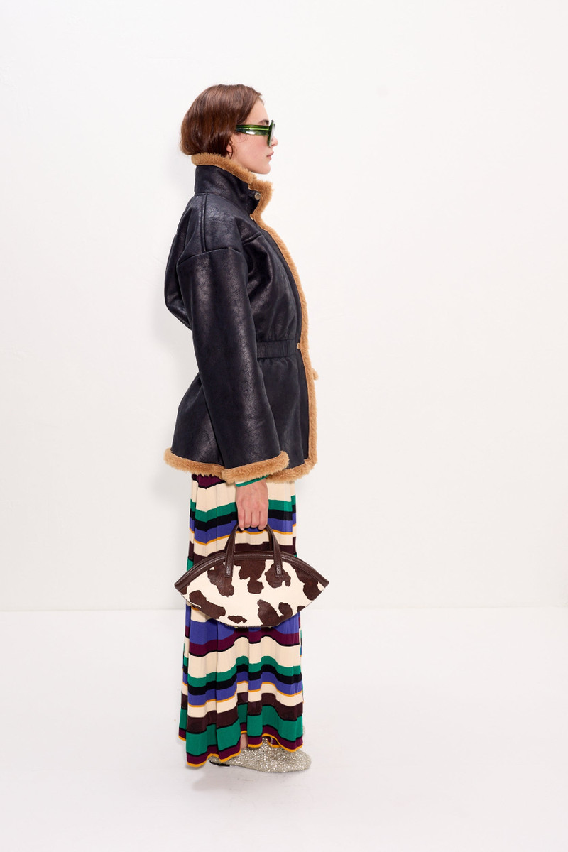 Yara Faux Shearling Jacket In Black 4