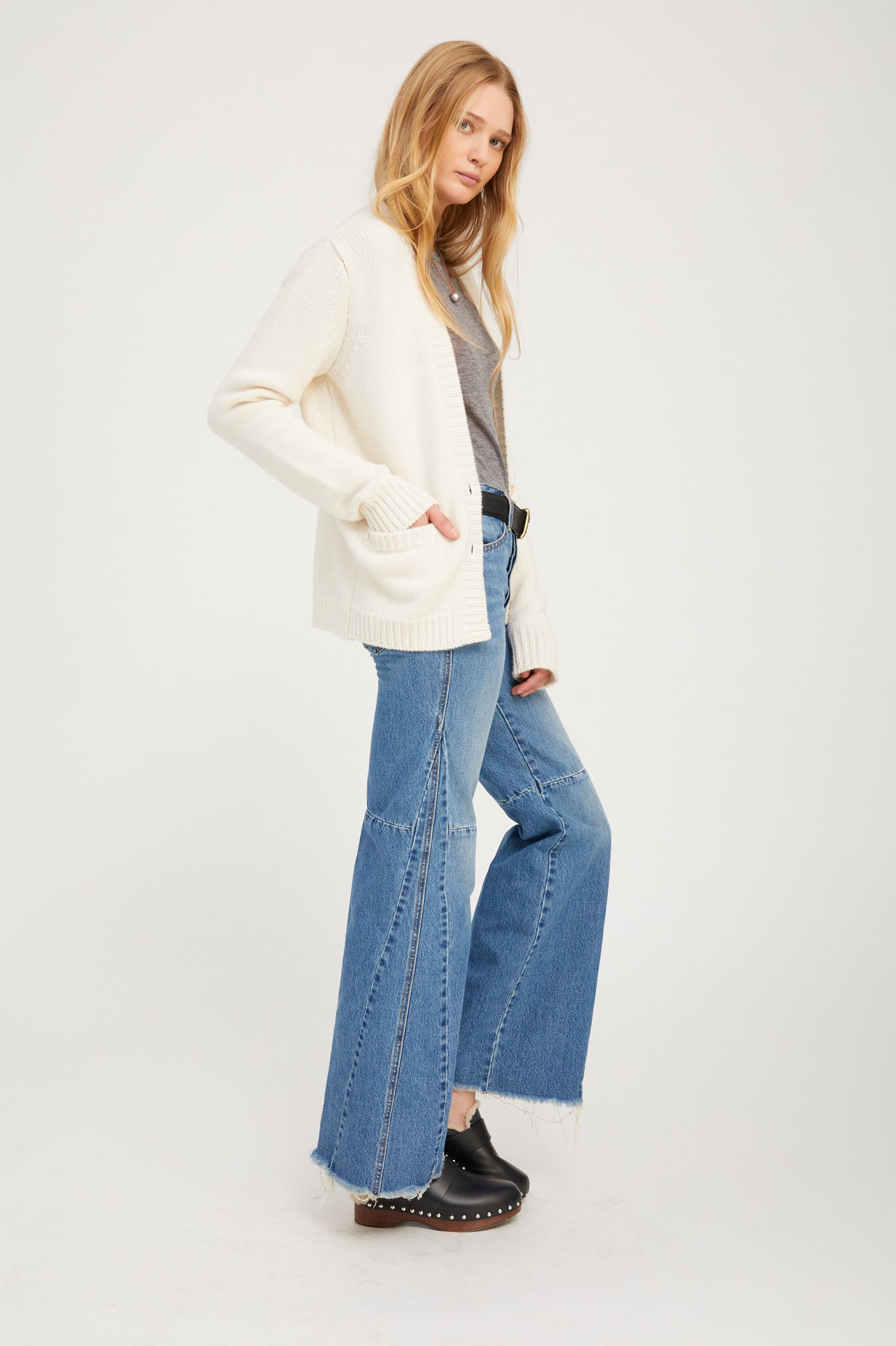 IVORY CASHMERE CARDIGAN - 5