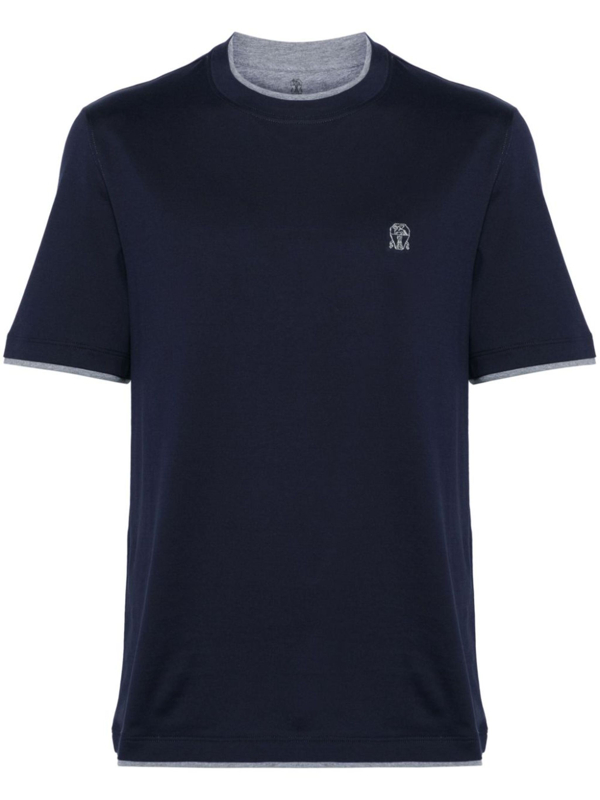 logo-embroidered layered T-shirt - 1
