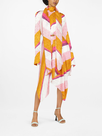 FENDI draped logo-print silk midi dress outlook