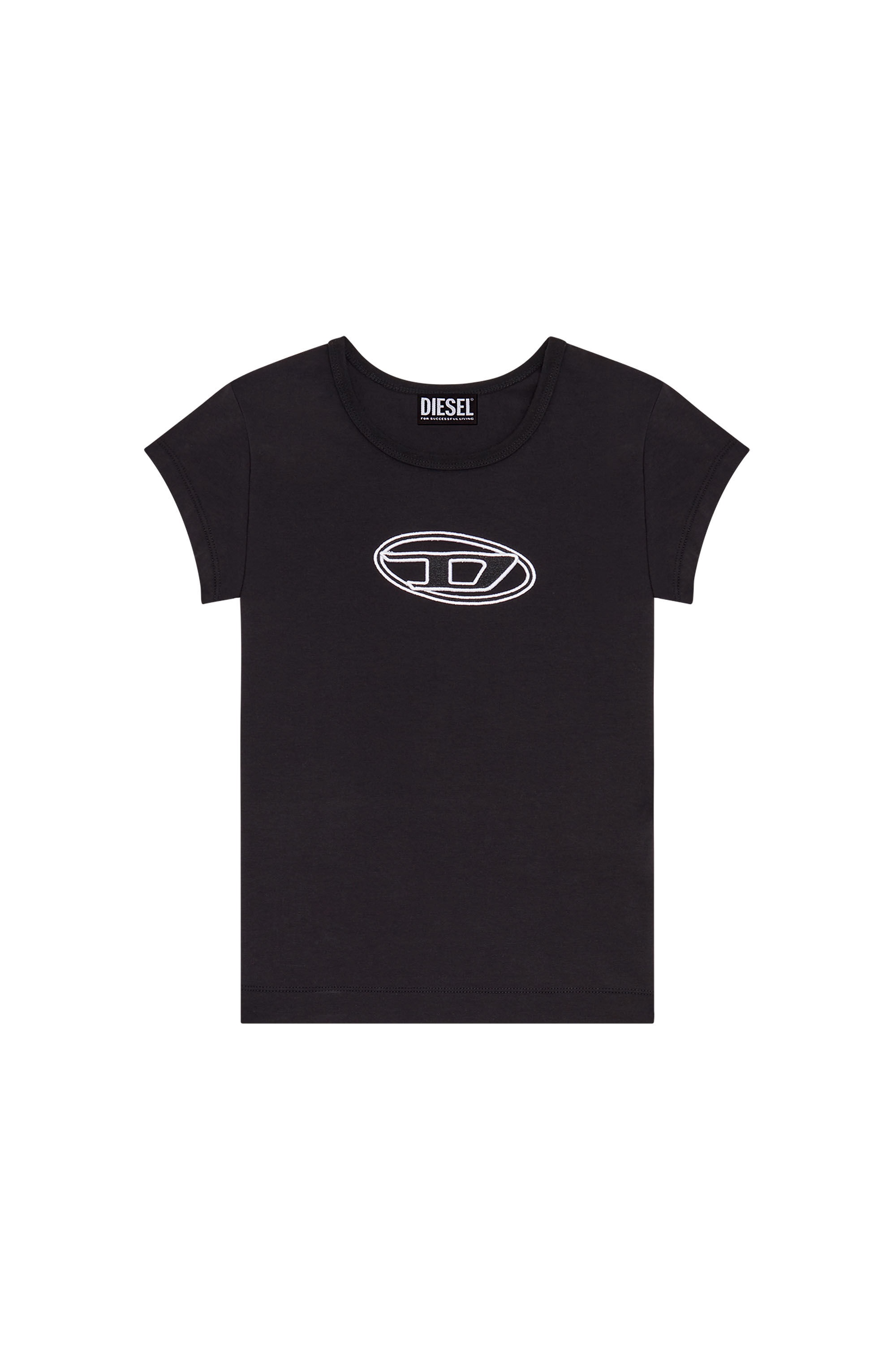 【Diesel】T-Angie Peekaboo Logo T-Shirt Black T-shirt with peekaboo logo