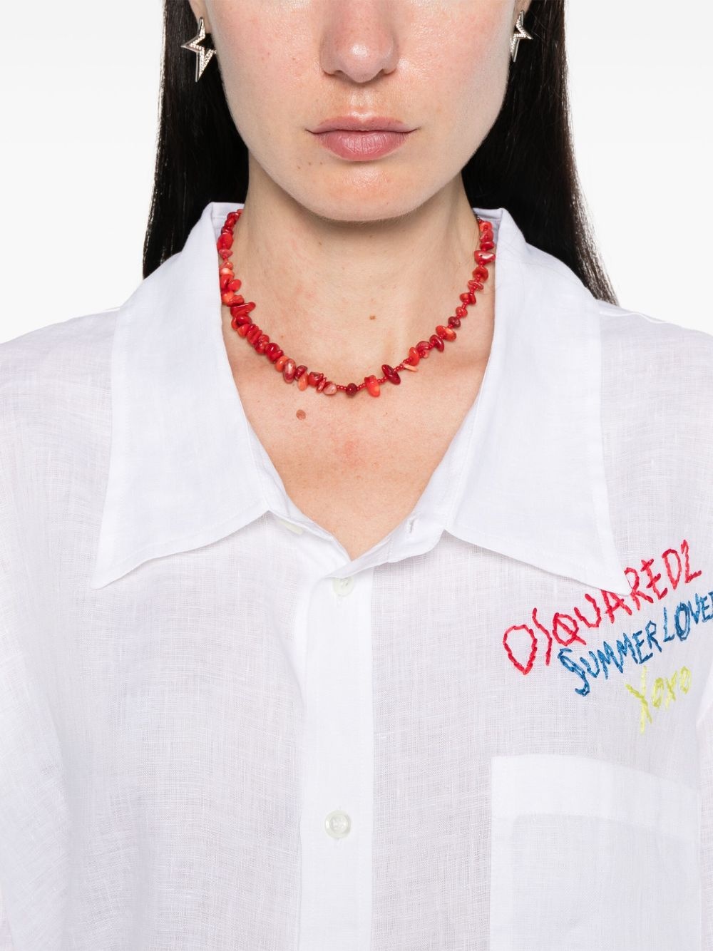 logo-embroidered shirt - 5